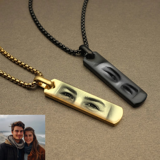 Personalized Eye Photo Necklace Engraved Pendant for Her.