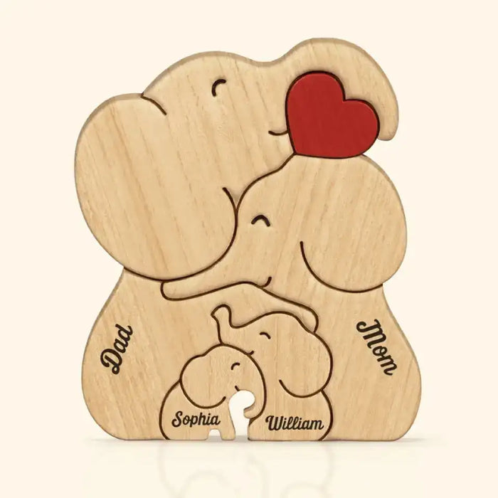 Personalized Family Elephant Wooden Puzzle
