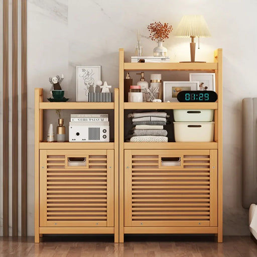Bamboo Laundry Hamper with Shelf