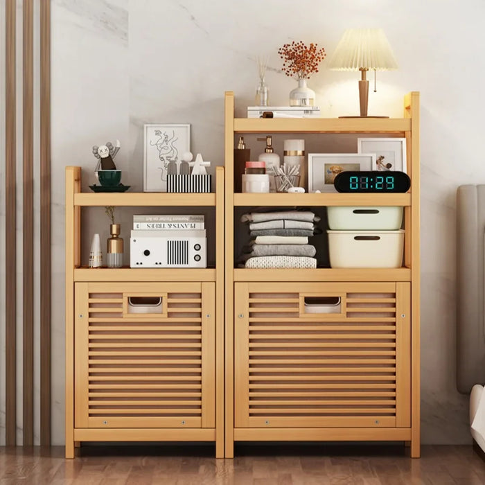 Bamboo Laundry Hamper with Shelf