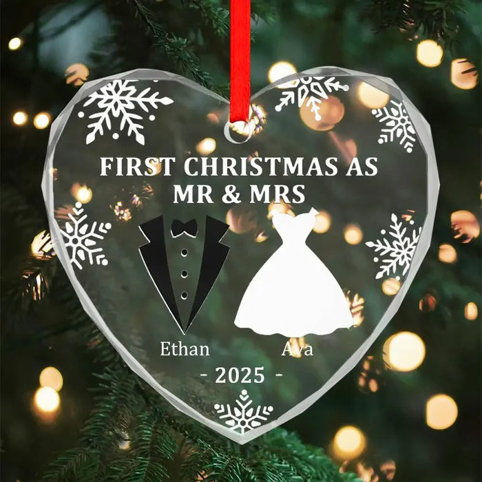 Custom First Christmas Glass Ornament Personalized Keepsake Gift