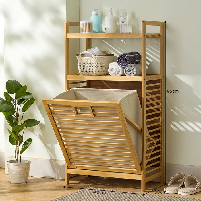 Bamboo Laundry Hamper with Shelf
