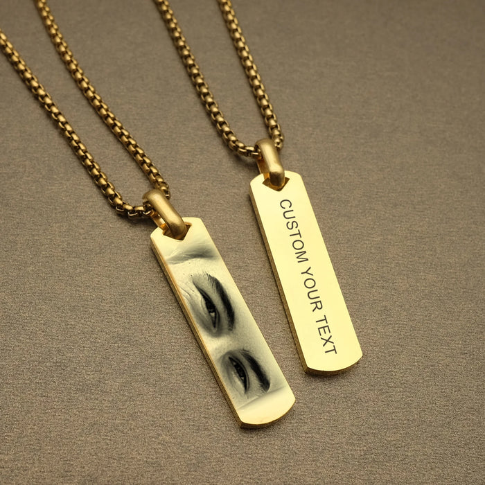 Personalized Eye Photo Necklace Engraved Pendant for Her.