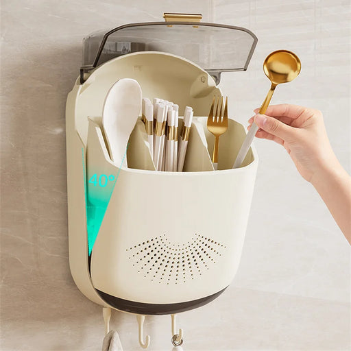 Wall-Mount Kitchen Cutlery Storage Box