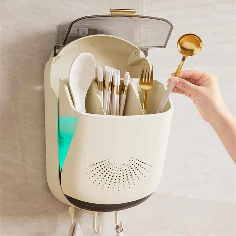 Wall-Mount Kitchen Cutlery Storage Box