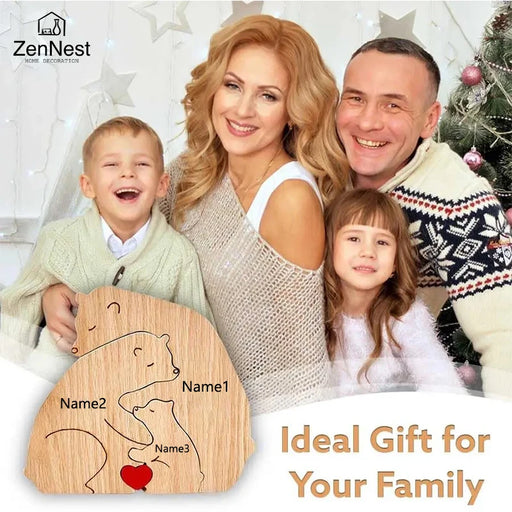 Personalized Wooden Bear Family Puzzle