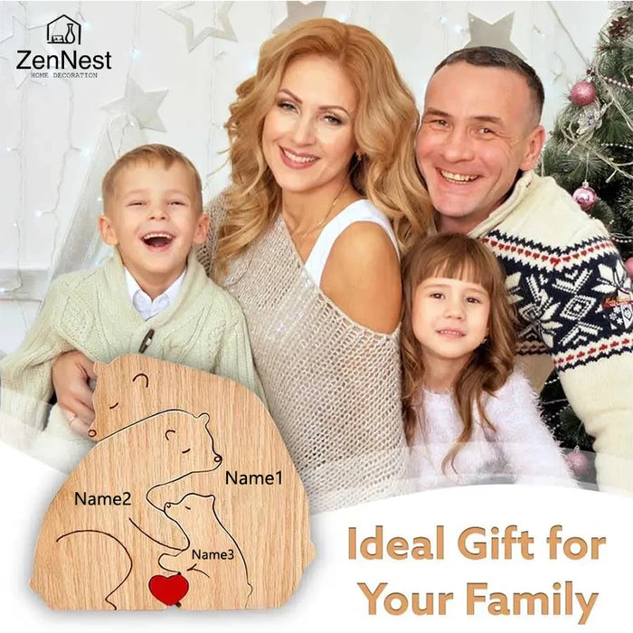 Personalized Wooden Bear Family Puzzle