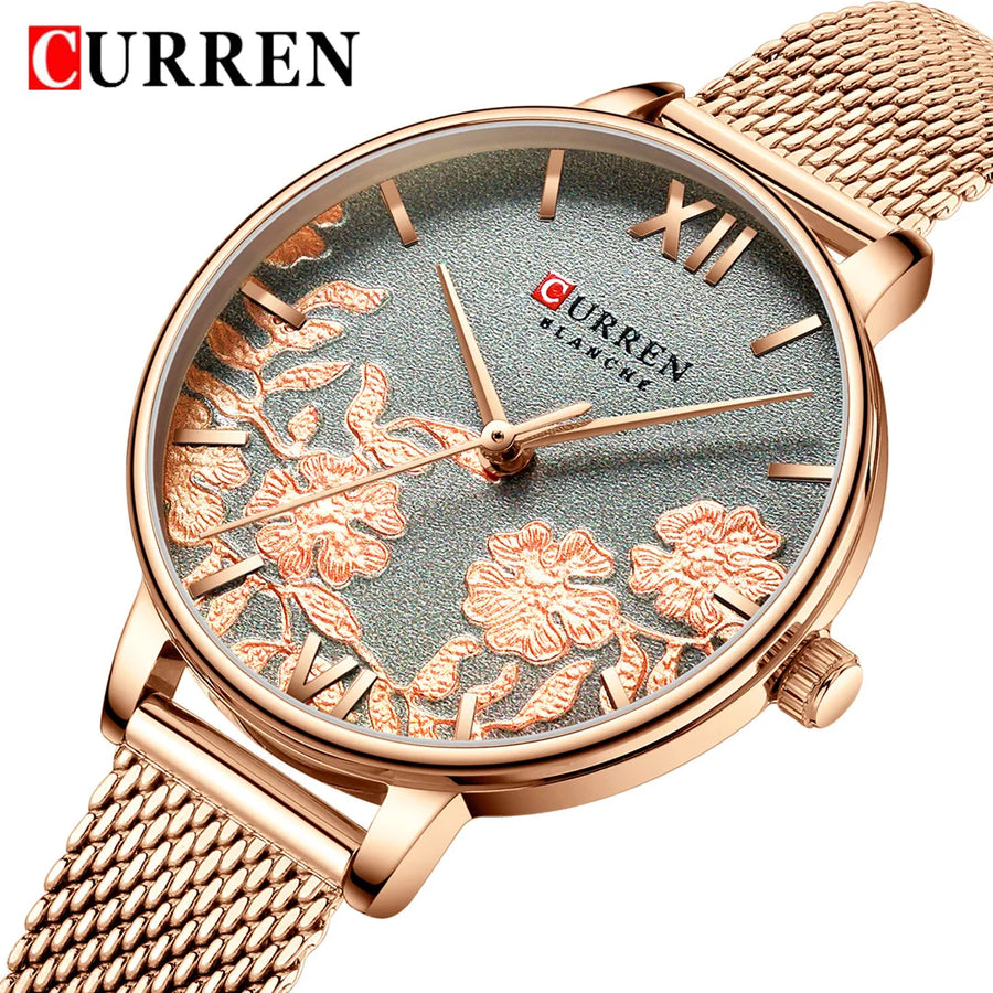 Top Brand Luxury Gold Ladies Wristwatch Stainless Steel Band
