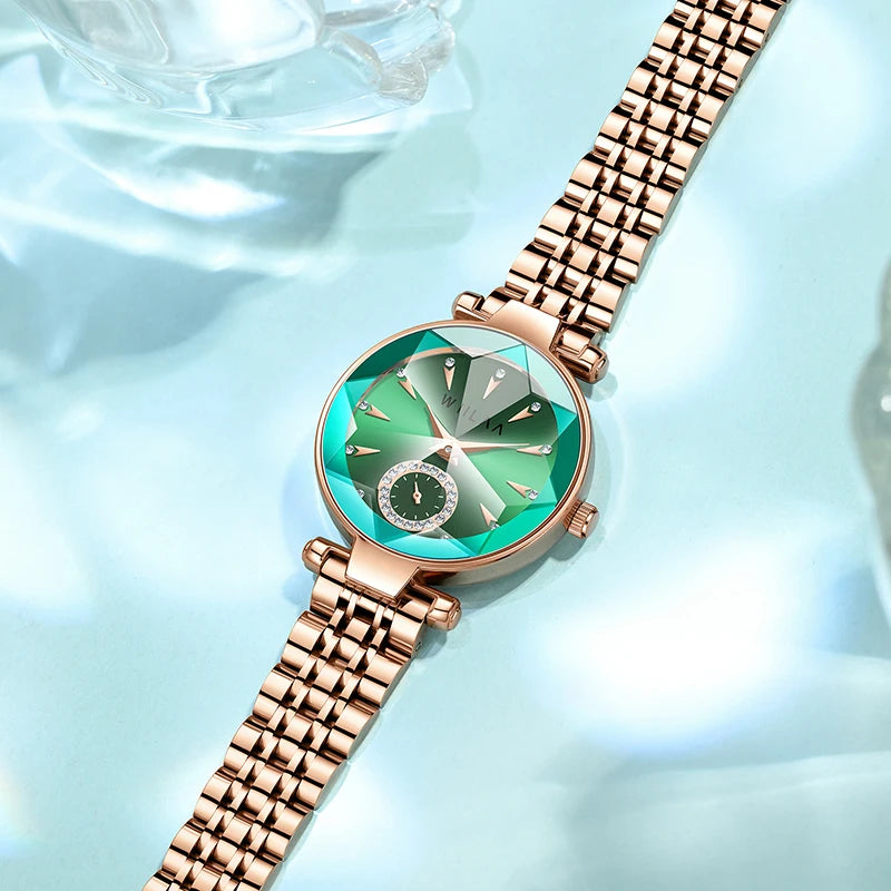 Rose Gold Fashion Women Watches 2023 Luxury Stainless Steel Rhinestone Watch Ladies Quartz Wrist Watch for Women Reloj Mujer