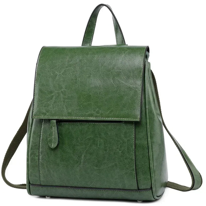 Genuine Leather Backpack Rucksack For Women School Cross Body Bags Travel Oil Wax Cowhide Female Daypack Shoulder Messenger Bag