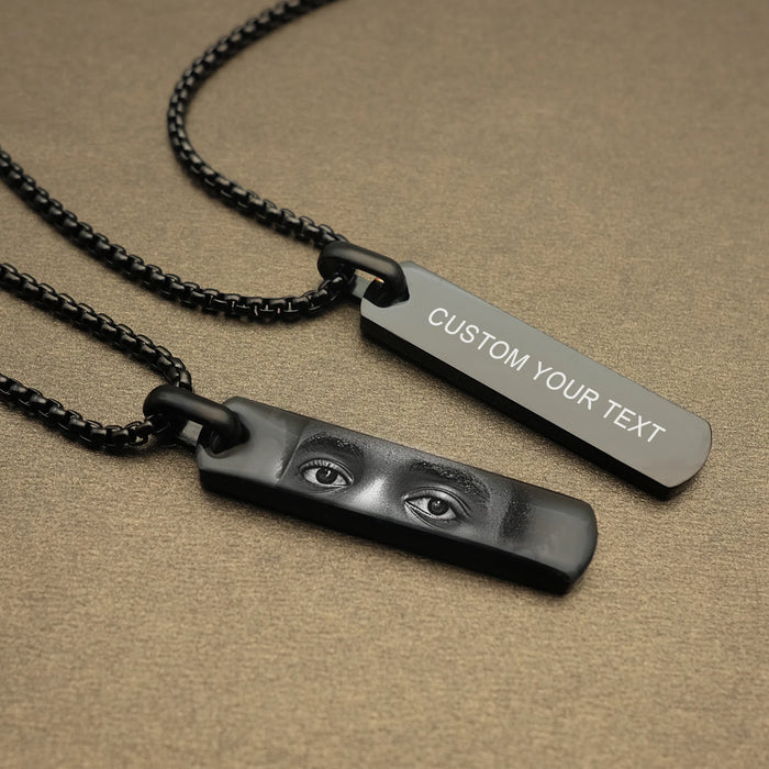 Personalized Eye Photo Necklace Engraved Pendant for Her.