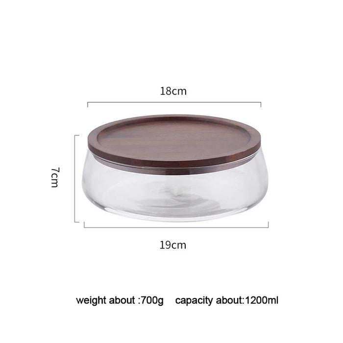 Creative Glass Food Storage Containers with Wooden Lids