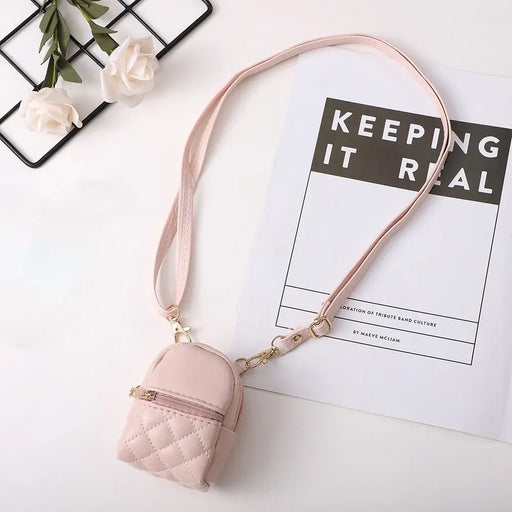 Portable Coin Purse New PU Leather Solid Color Crossbody bag Lightweight Mini Makeup Bag Women