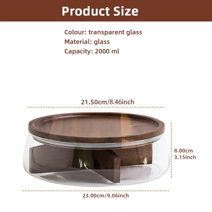 Creative Glass Food Storage Containers with Airtight Wooden Lid