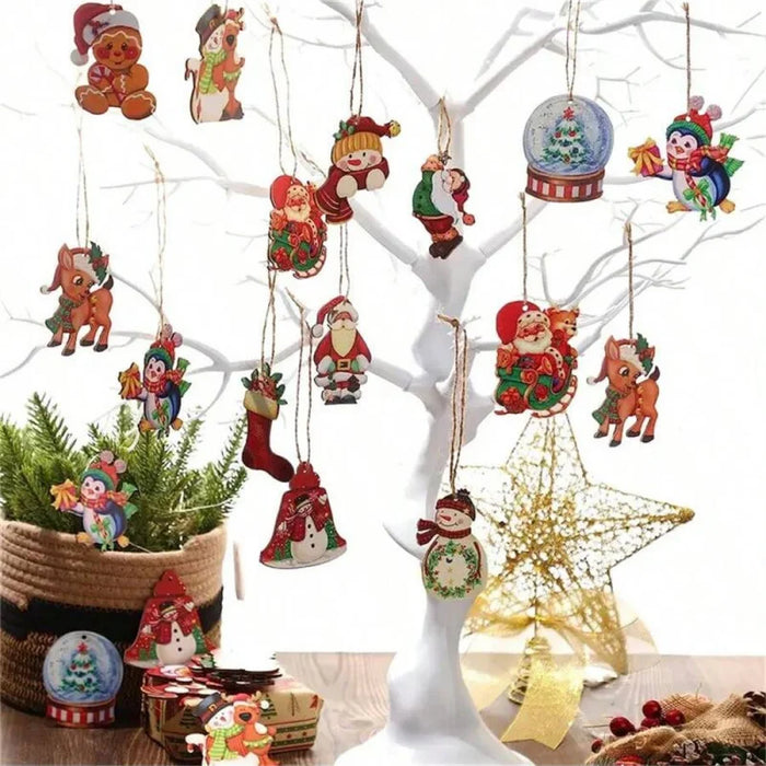 48pcs Wooden Christmas Hanging Ornaments.