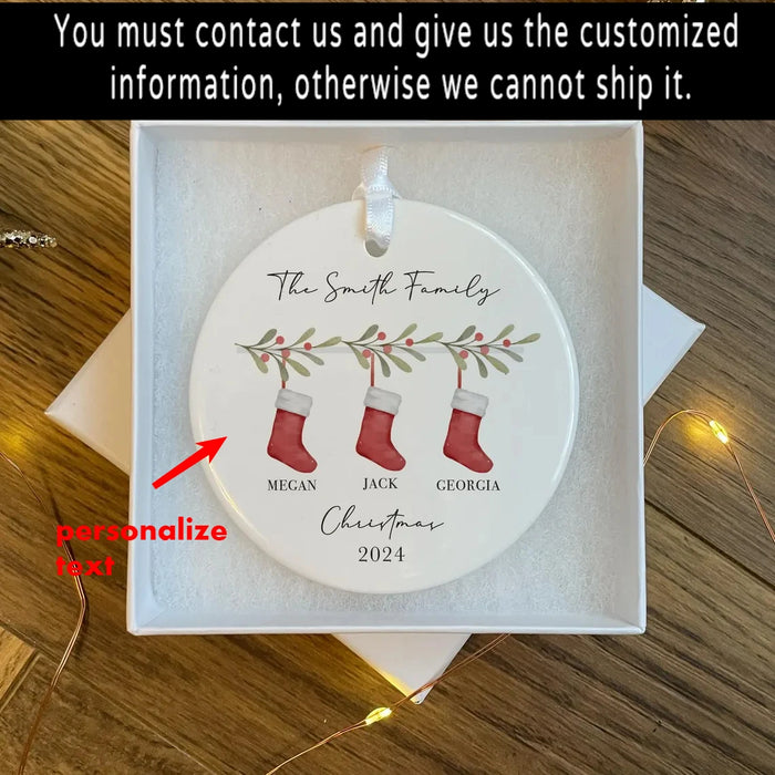 Personalized First Christmas as Family of 3 Bauble.