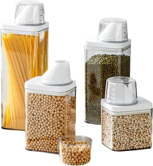 Airtight Clear Kitchen Storage Container with Measuring Cup