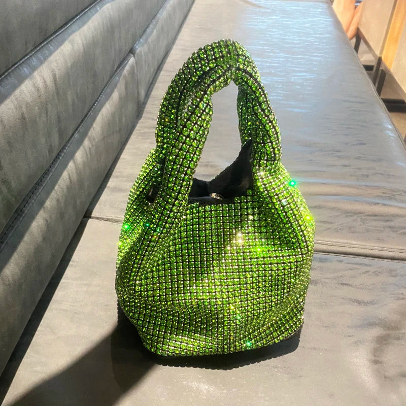 Shiny Crystal Clutch purse bucket Shoulder bag