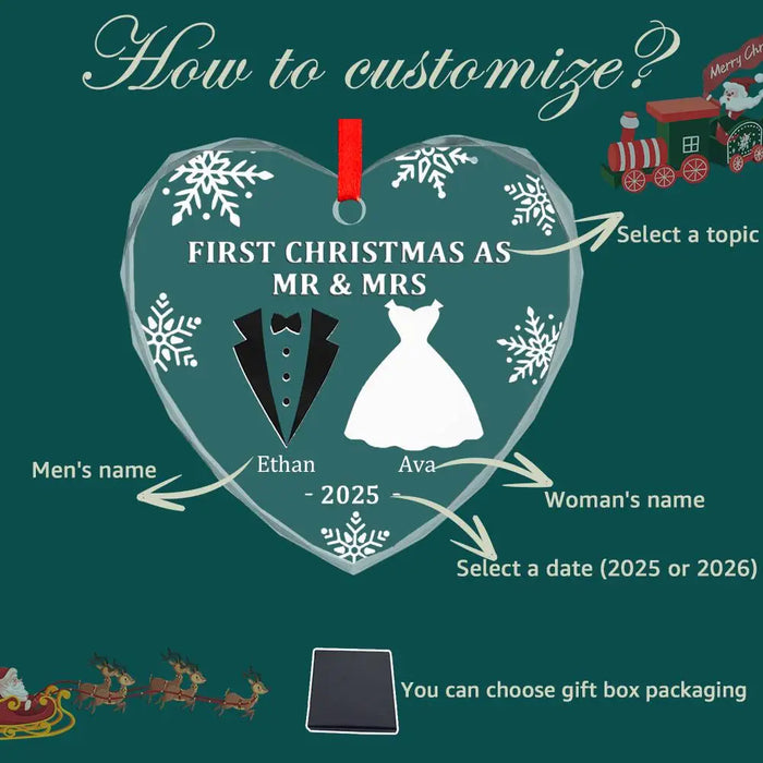 Custom First Christmas Glass Ornament.