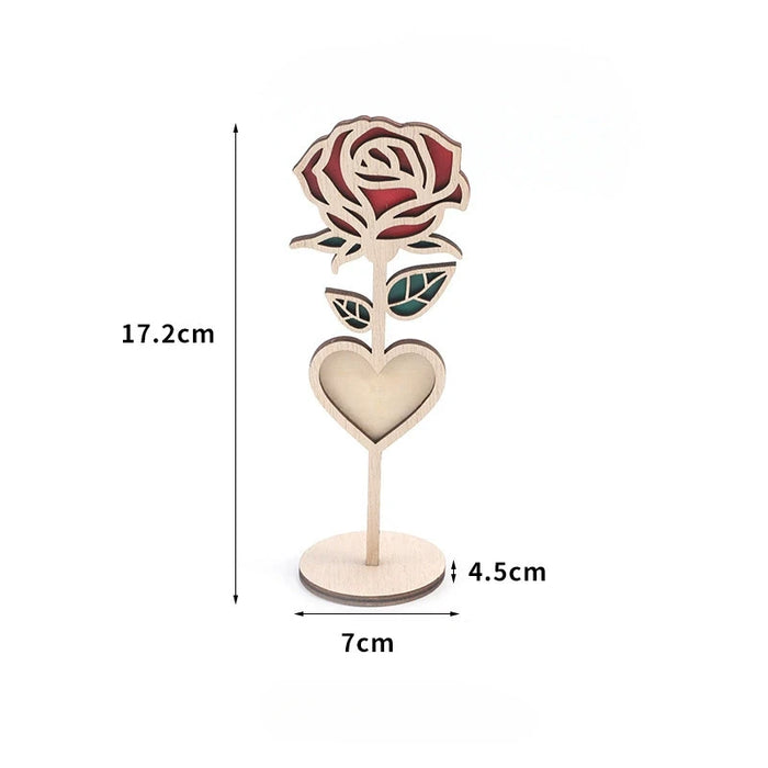 Personalized Wooden Rose Flower with Base