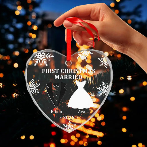 Custom First Christmas Glass Ornament Personalized Keepsake Gift