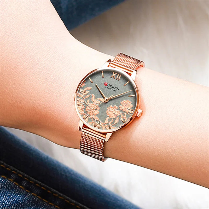 Top Brand Luxury Gold Ladies Wristwatch Stainless Steel Band