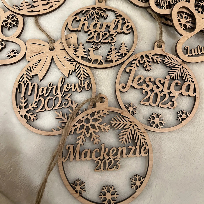 Custom Laser Engraved Family Christmas Ornaments with Names.