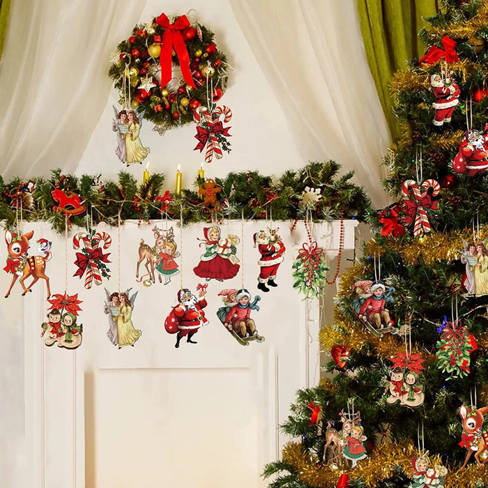 20pcs Christmas Wooden Ornaments