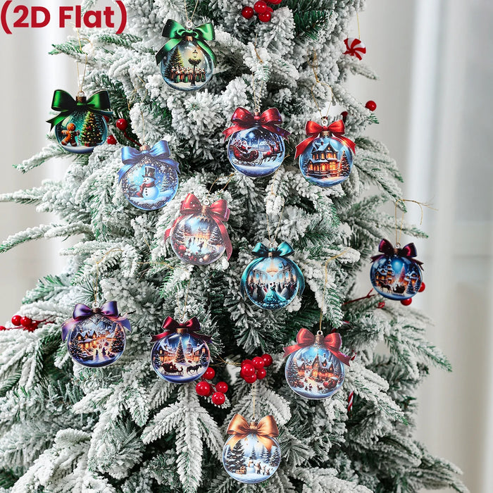 Christmas Snow Scene Wooden Pendants