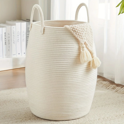 Bohemian Laundry Hamper Basket - 22" Tall Foldable Fabric Storage Bin with Handles, Large Capacity Clothes Organizer for Bedroom