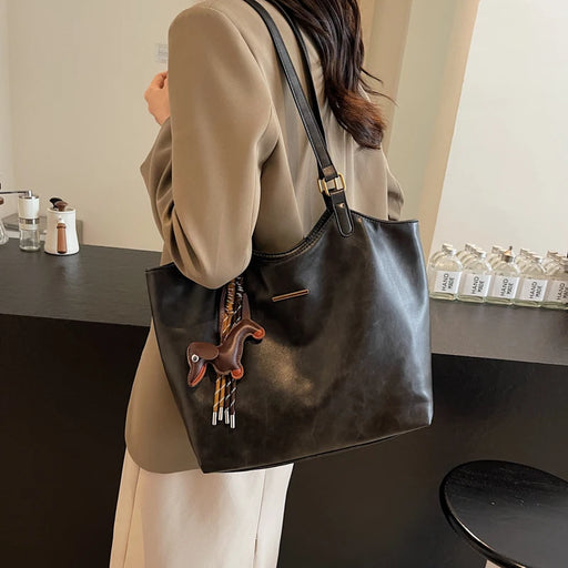 Women Vintage Shoulder Bag PU Leather Retro Tote Handbag Large Capacity Fashion Underarm Bag Female Travel Work Bag