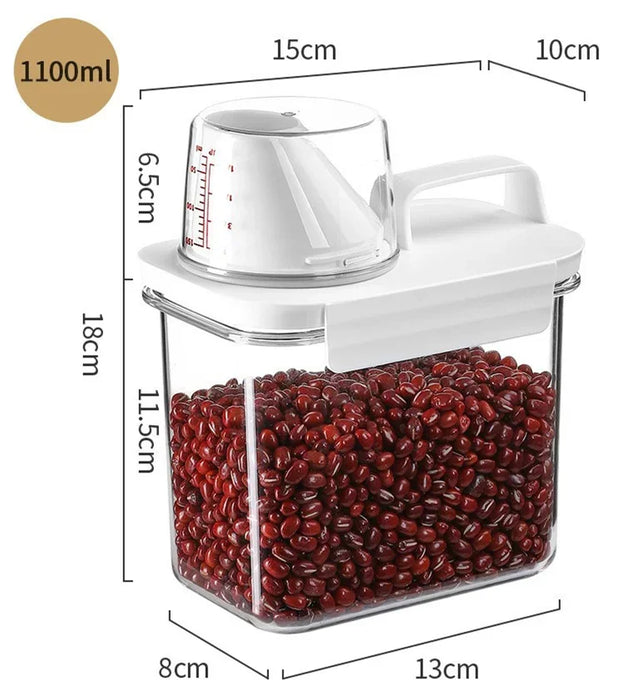 Airtight Food Storage Container with Measuring Cup