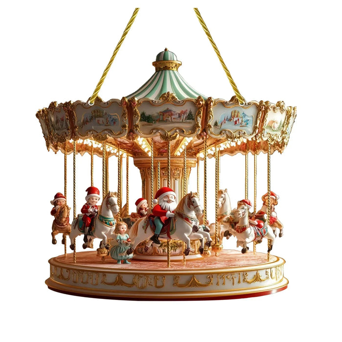 2D Santa Carousel Christmas Hanging Ornament