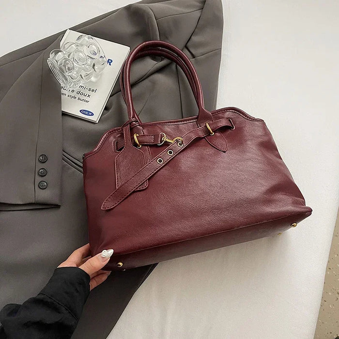 LEFTSIDE PU Leather Retro Tote Bag for Women 2025 Winter Trend New Fashion Y2K Handbags Females Travel Shoulder Crossbody Bags