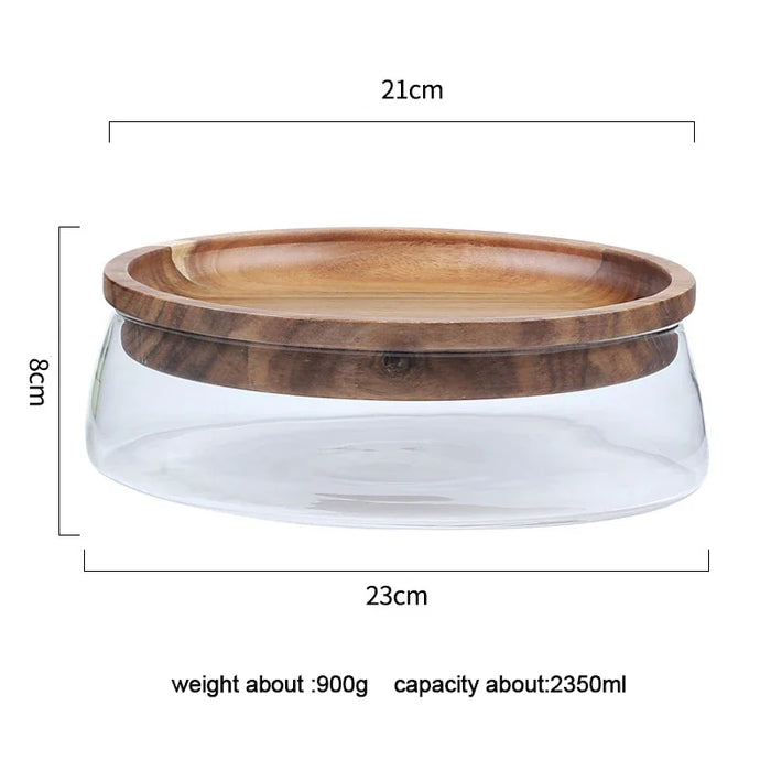 Creative Glass Food Storage Containers with Wooden Lids
