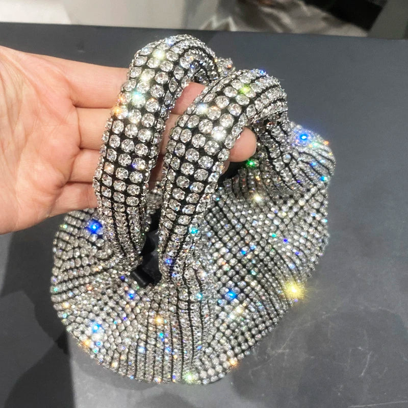 Shiny Crystal Clutch purse bucket Shoulder bag