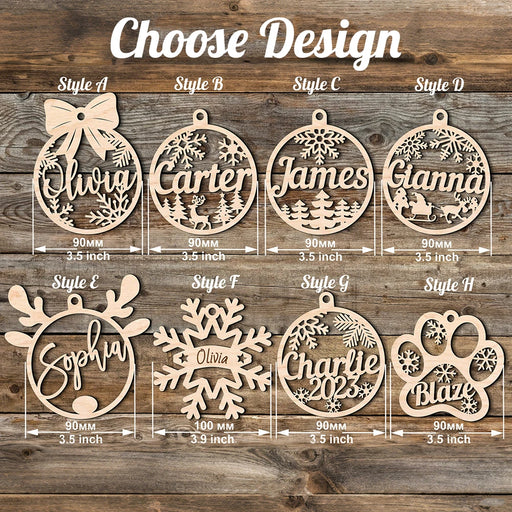 Custom Laser Engraved Family Christmas Ornaments with Names.