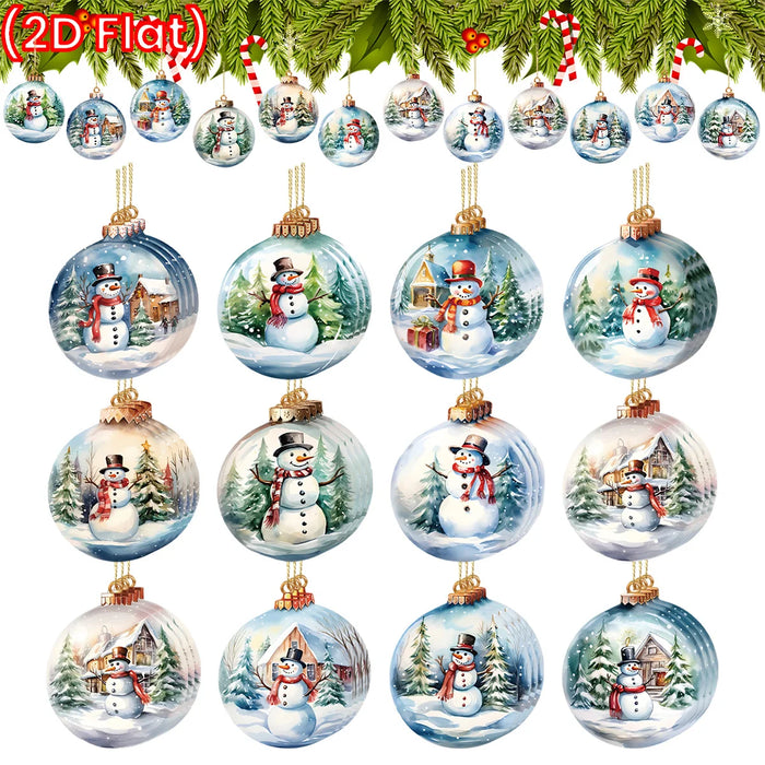 Christmas Snow Scene Wooden Pendants