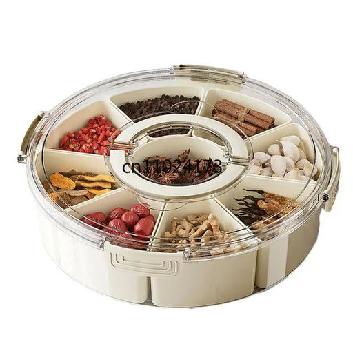 8-Grid Transparent Kitchen Seasoning Storage Box with Sealed Lid & Handle