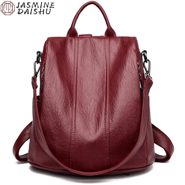 Waterproof Anti-Theft Leather Backpack