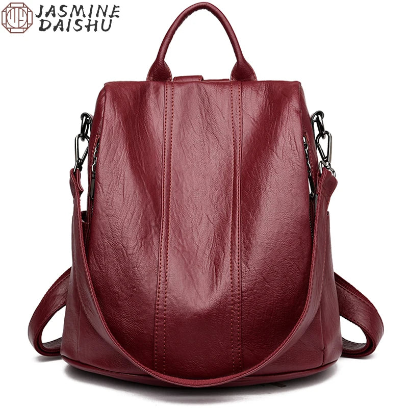 Waterproof Anti-Theft Leather Backpack