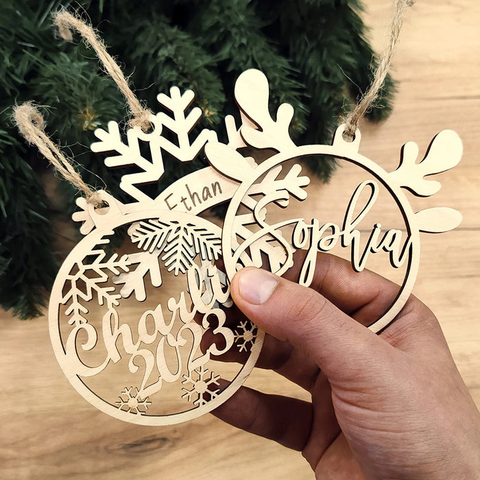 Custom Laser Engraved Family Christmas Ornaments with Names.