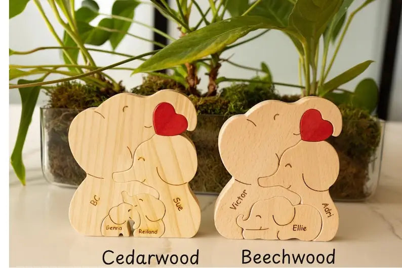 Personalized Family Elephant Wooden Puzzle