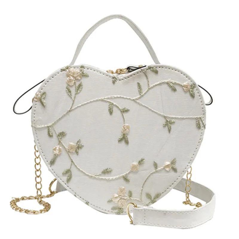 Sweet Lace Heart Round Handbag Cross Body Bag