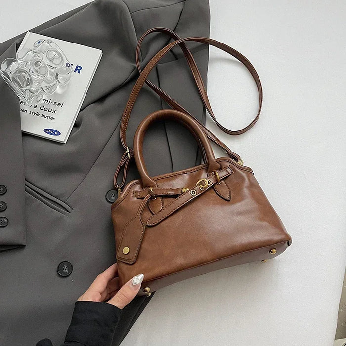 LEFTSIDE PU Leather Retro Tote Bag for Women 2025 Winter Trend New Fashion Y2K Handbags Females Travel Shoulder Crossbody Bags
