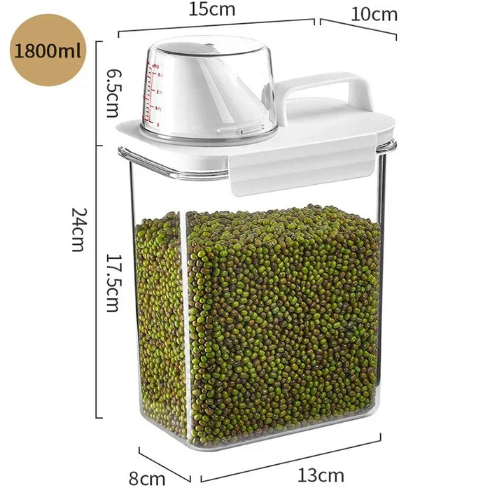 Airtight Food Storage Container with Measuring Cup