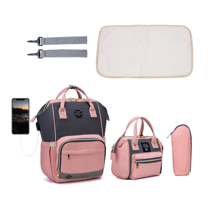 Large Capacity Diaper Bag Backpack Waterproof Maternity Bag Baby Diaper Bags With USB Interface Mummy Travel Bag For Stroller