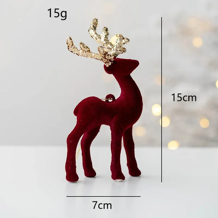 Christmas Pink Flocked Deer Ornament