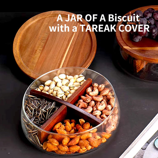 Creative Glass Food Storage Containers with Airtight Wooden Lid