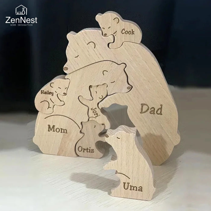 Personalized Wooden Bear Family Puzzle